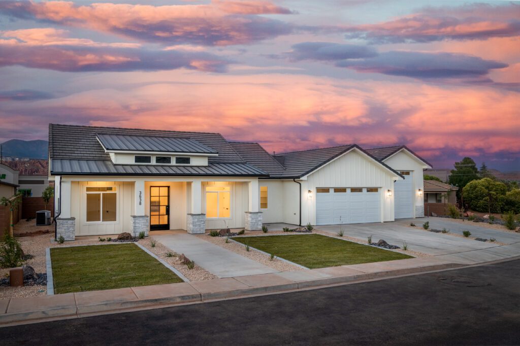 Beautiful Sky and Customized Exterior View of a Home in Ellington